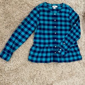 Vineyard Vines Flannel Peplum Buffalo Check Blouse